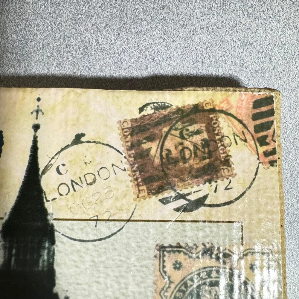 Vintage London‎ Big Ben Travel Canvas Burlap Wall Art October 1972 Stamp Decor